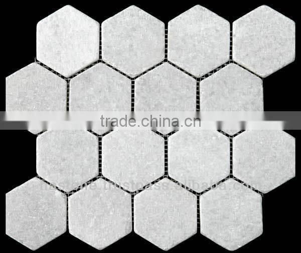 GREY YELLOW HEXAGIONAL MARBLE MOSAIC 2''