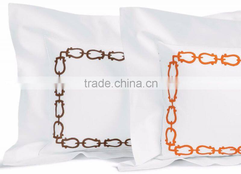 Embroidered white cotton pillow no.49