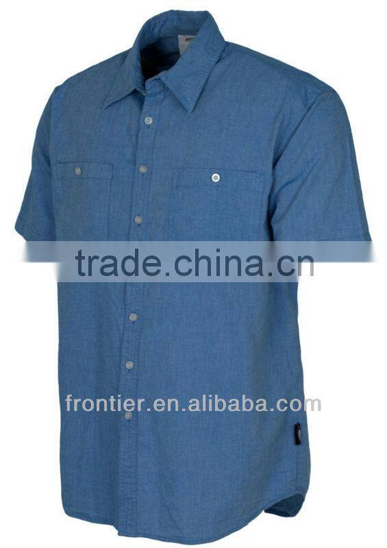 UPF 50+ chambray short sleeve shirt pre-shrunk cotton drill workwear