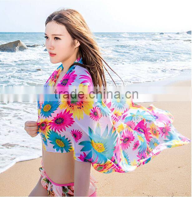 Fashion scarf 2015 hot selling sunflower bikini wrap beach dress