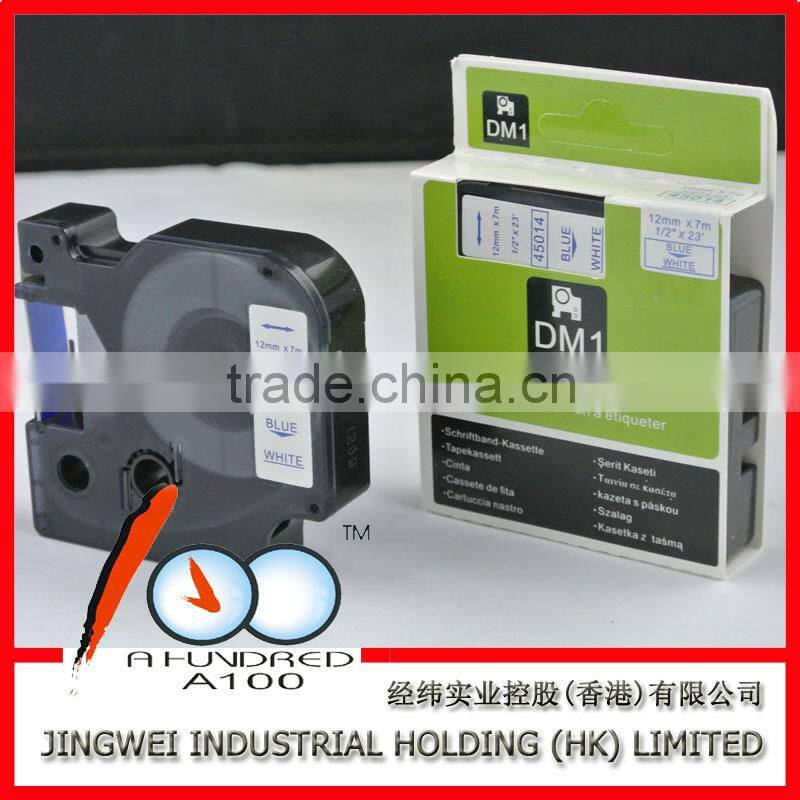 Compatible DYMO D1 label tape blue on white 12mm 45014