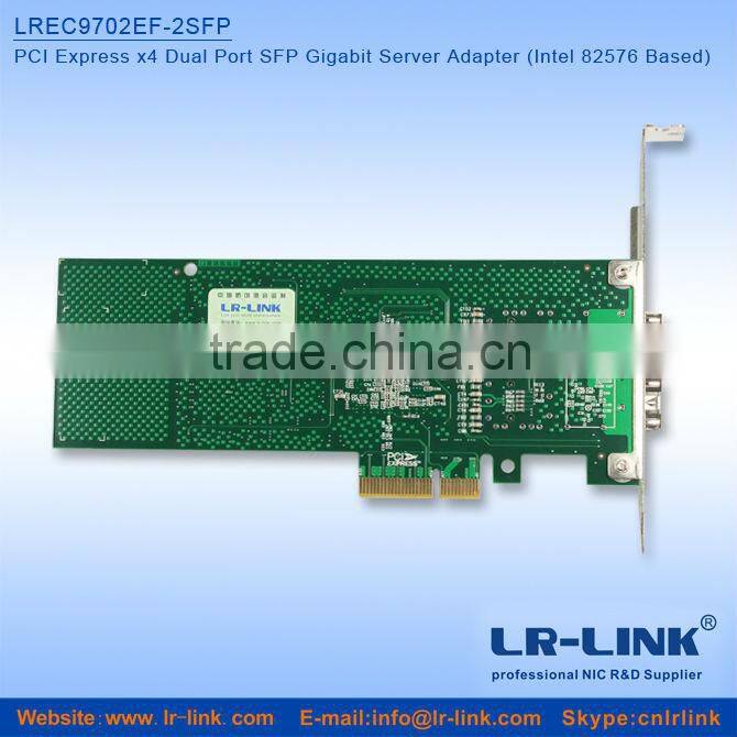 LREC9702EF-2SFP Intel 82576EB chipset PCI Express 1000M Gigabit Dual Port SFP Lan Card,ISCSI boot