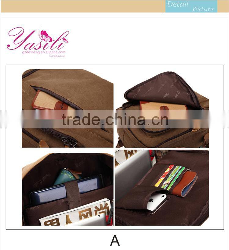2014 High quality newest style black canvas backpacks for men,Multi-functional college backpac,classic khaki canvas backpack