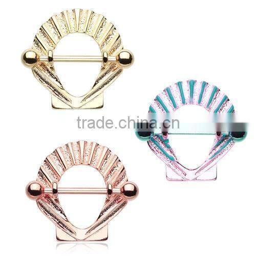 Rose Gold Ariel Seashell Nipple Shield Ring