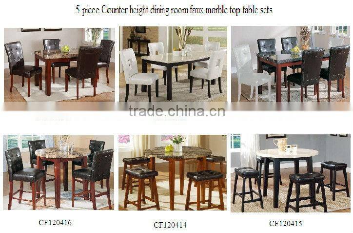 5 PC Marbled top dining table set,dining faux marble table/luxury dining table and chairs and dressers/coffee table