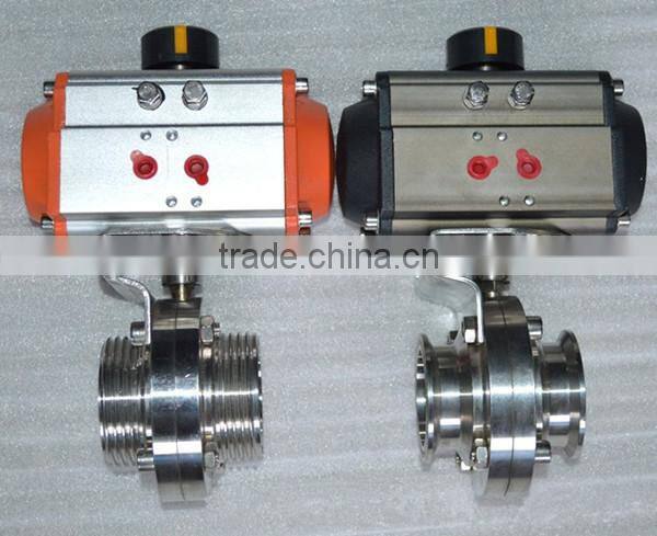 Stainless steel sanitary pneumatic thread butterfly valve