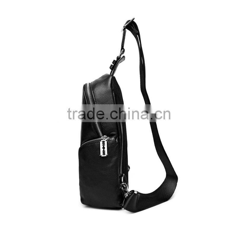2016 fashion men black leather single strape shoulder bags messenger bags Dongguan