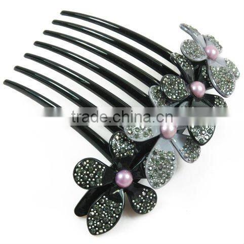 Fashion flower rhinestone Insert Comb