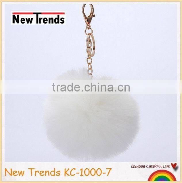 Solid colors 12 cm rabbit fur ball key chain