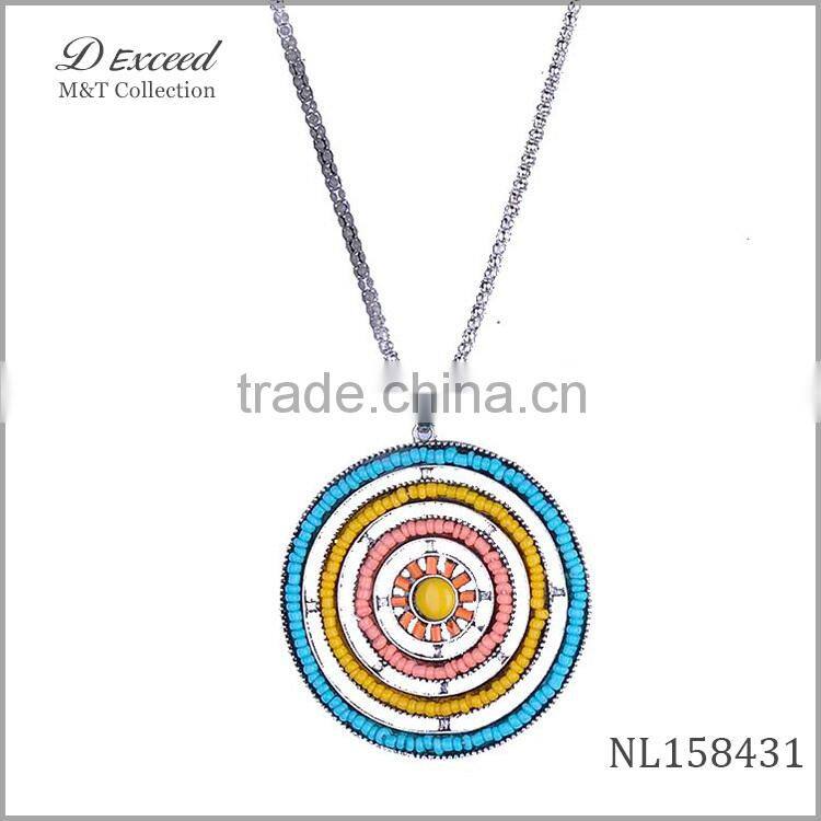 Fashion Women Big Disk Drop Pendant Jewelry Necklace