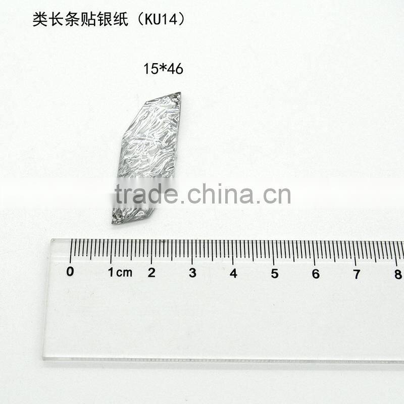 KU14 foiled 15*46 flat back sew on acrylic rhinestones for fashion decoration, craft making, garment bags accessories