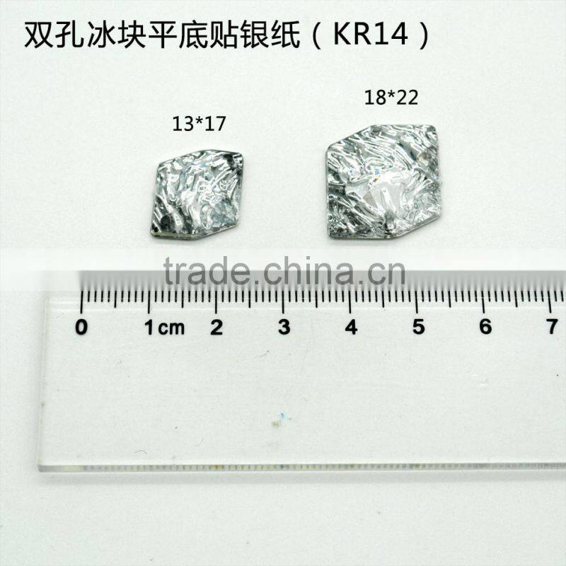 KR14 galaxy foiled 13*17 flat back sew on acrylic rhinestones for fashion decoration, craft making, garment bags accessories