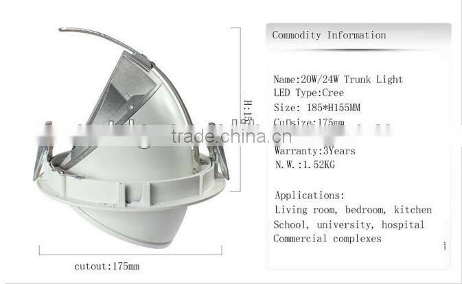 CE RoHS15w 20w 25w 30w Adjustable COB LED Trunk Light indoor