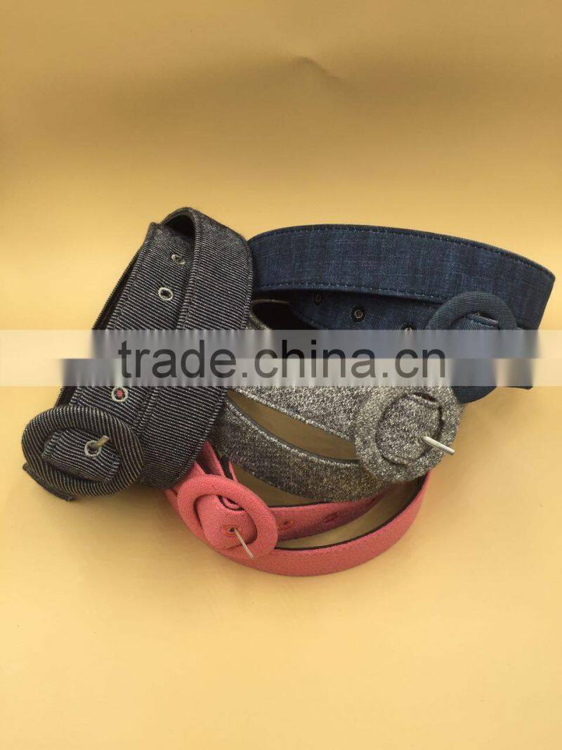 Fashion covered button buckle PU belt