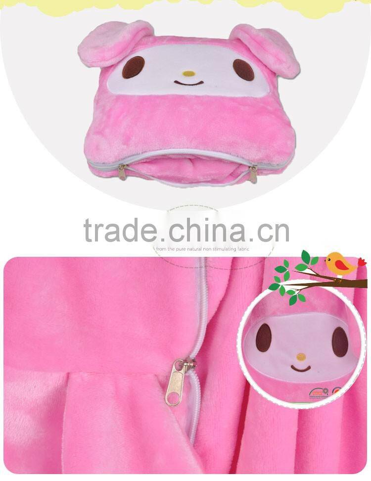 Multifunction Flannel Travel Blanket Pillow