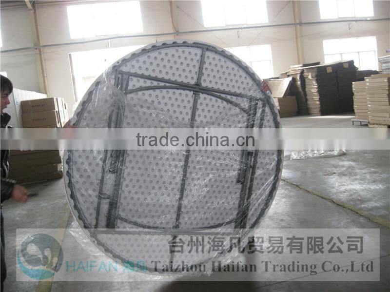 stainless steel bracket PE 6FT outdoor round table for banquet/durable modern round dining table with removable legs