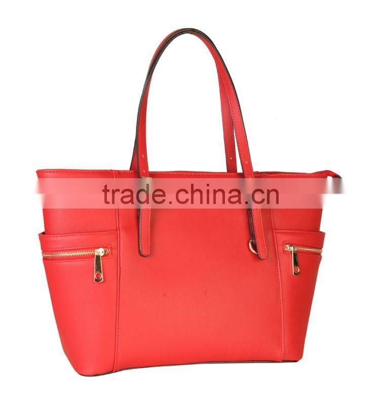 Faux Leather Large Branded Handbag Tote Bag with Zipped Charm