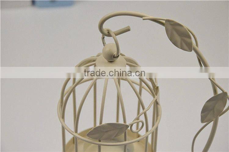 2015 new style metal leaves bird cage candle holder