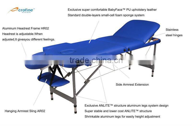 Acrofine Professional SPA massage table aluminum Shampoo Massage Bed Blue Aluminium Massage Table