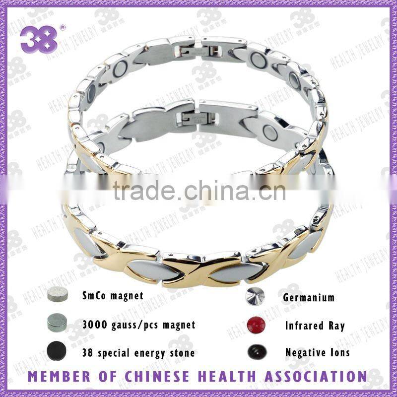 fashion healthy stainless steel customized leather bracelet