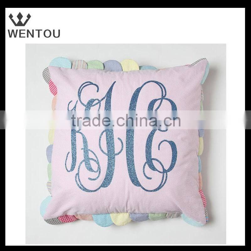 Seersucker Monogrammed Pillow Cover