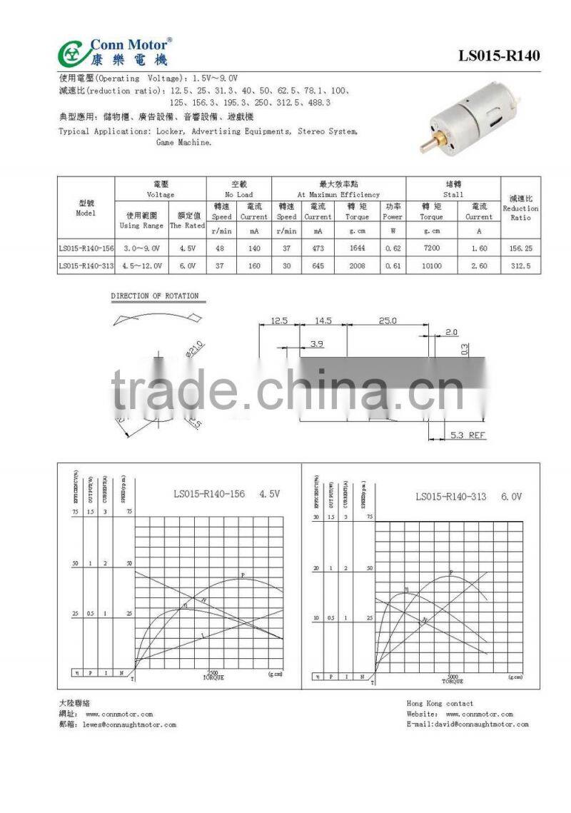 2015 High quality dc motor 120rpm 8mm 12v