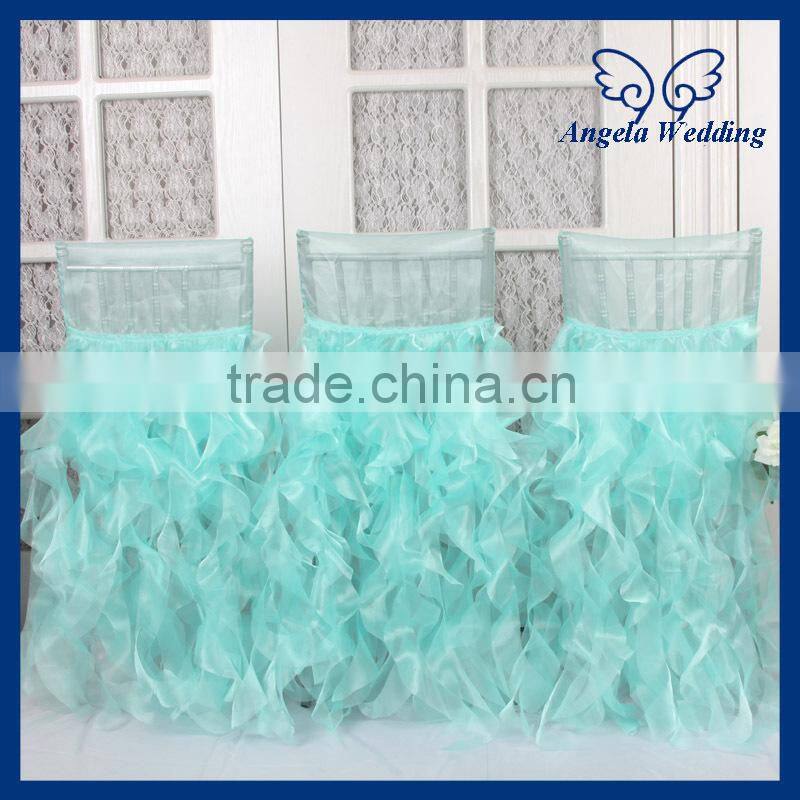 CH005AA Hot sale custom made fancy nice organza ruffled curly willow white peach pink chair covers