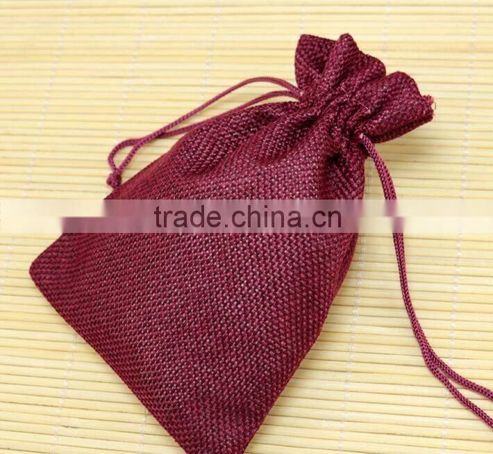 13cm*18cm Hot Pink Color Wholesale Custom Jute Bag Linen Cotton Bag