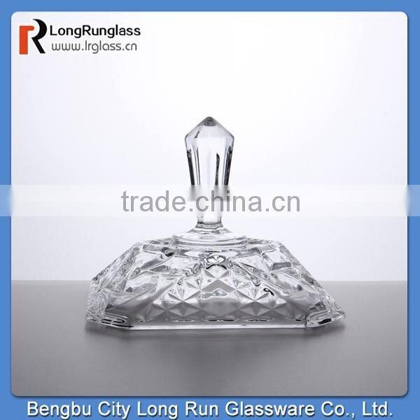 LongRun 24oz beautiful carved machine pressed glassware customized glass candy box