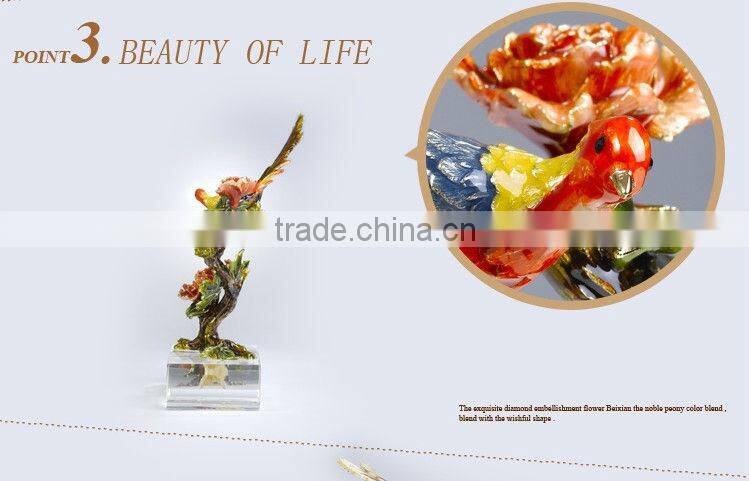 RORO Wealth and Auspice peony enamel pewter crystal decorative article for home decoration
