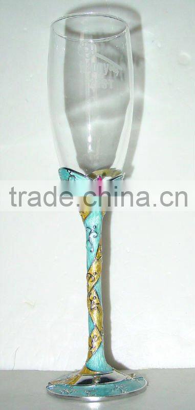 21th Birthday champagne glass with engrave on glass body