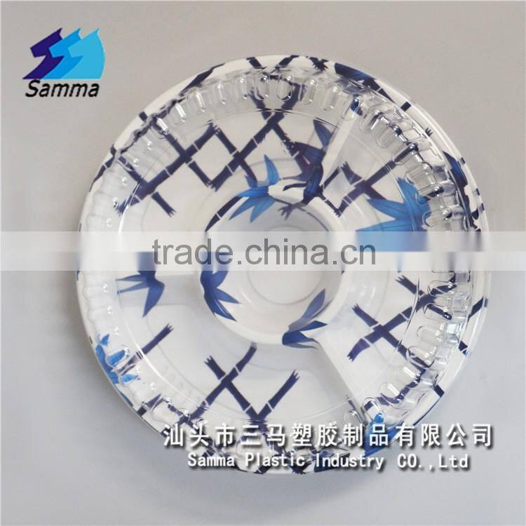 SM1-2117ZY-B Plastic sushi lunch box with dividers,fessional sushi party tray manufacturer factory in shantou