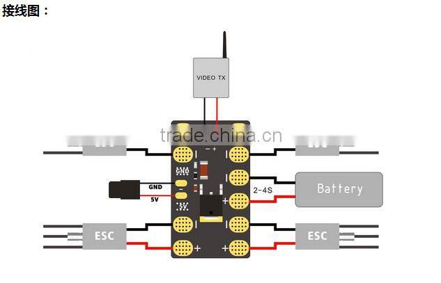 Mini ESC power distribution board with LED support 50A