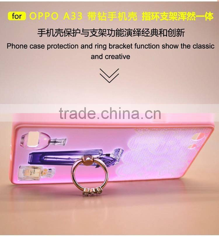Luxury Perfume Series Printing With Diamond Ring Bracket TPU+PC Phone Case For Oppo A33