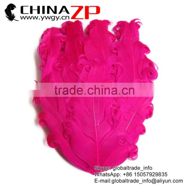 Leading Supplier Bulk Sale Cheap Dyed Hot Pink Curled Goose Feathers Pad for Girls Hair Accessories