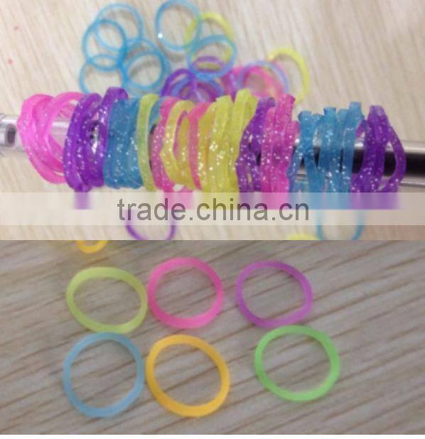 Latest 2014 Glitter Candy Color Loom Rubber Bracelet Bands Wholesale ZTSA-B202