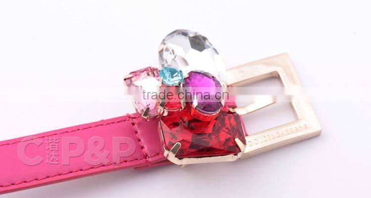 Adjustable with crystal buckle bodybuilding fancy fashion belt for girl