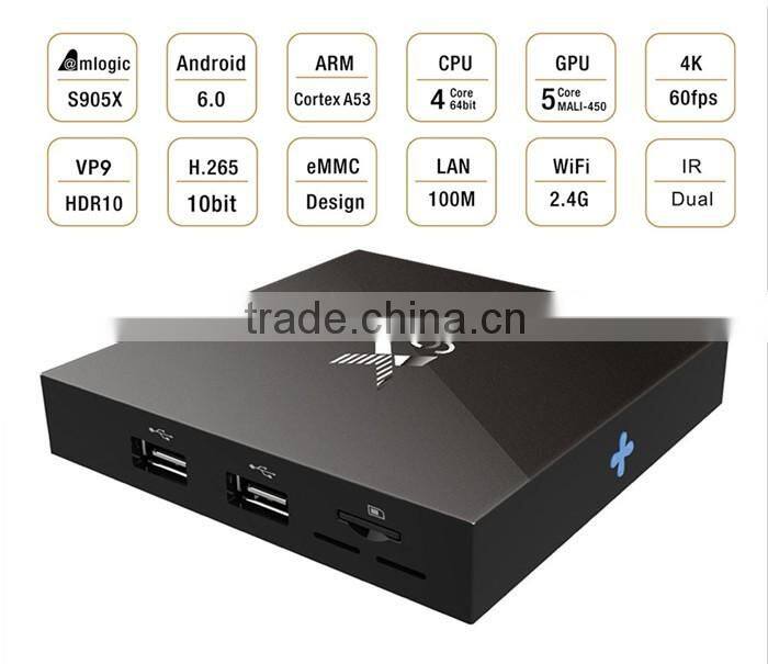 New Android 6.0 Marshmallow X96 Android TV Box Amlogic S905X 2G+16G 4K H.265 Smart Box Easy to Carry