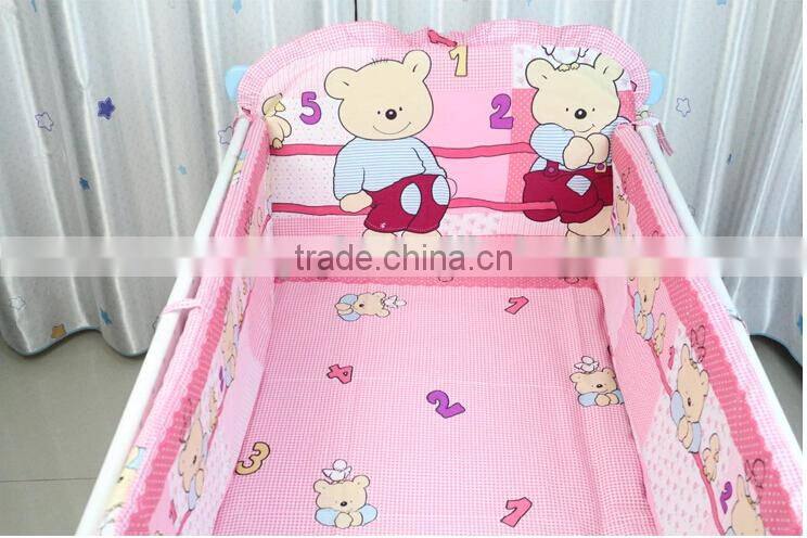 100% cotton cartoon Baby 4 pieces sets bedding around Bumper with Removable washing