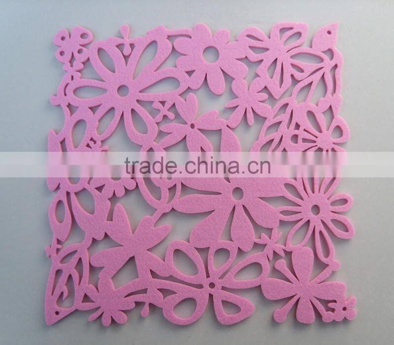 square size New flower felt hot food table dishes mat home dishes platemat dinner desk coaster