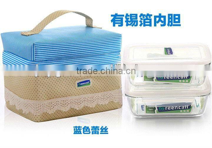 2pcs BPA-free airtight glass food container set with PP lock lid