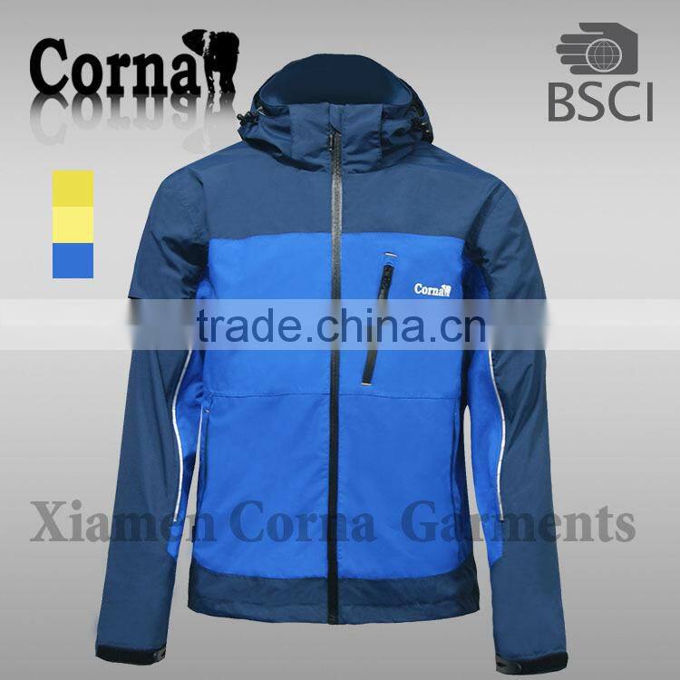 men yellow ski jacket with LED light in sleeve