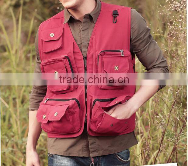 Fashionable hunting and hiking waterproof vest, red anti-tear outdoor sport waistcoat