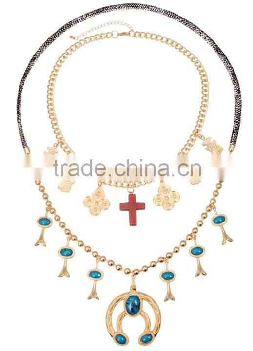 Pretty steps 2015 latest design elegant beads necklace big flower design