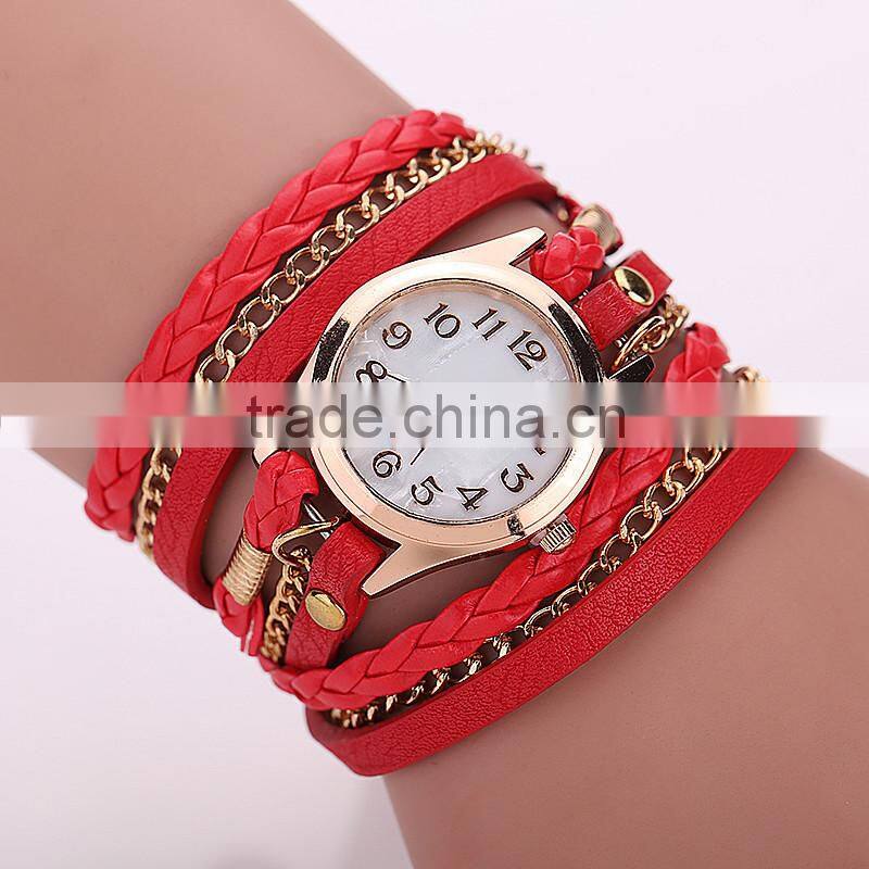 New braided bracelet watch leather bracelet watch multi colors waist watch for women