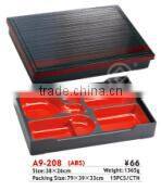 A9-210 golden plastic bento box with 7 compartments