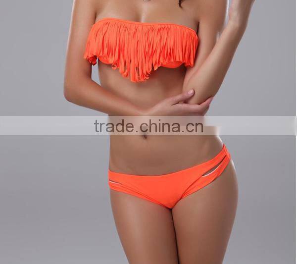 Wholesale Women Tassel Bikini Swimwear swimsuit Push up Fringe Top Bandeau Bikini