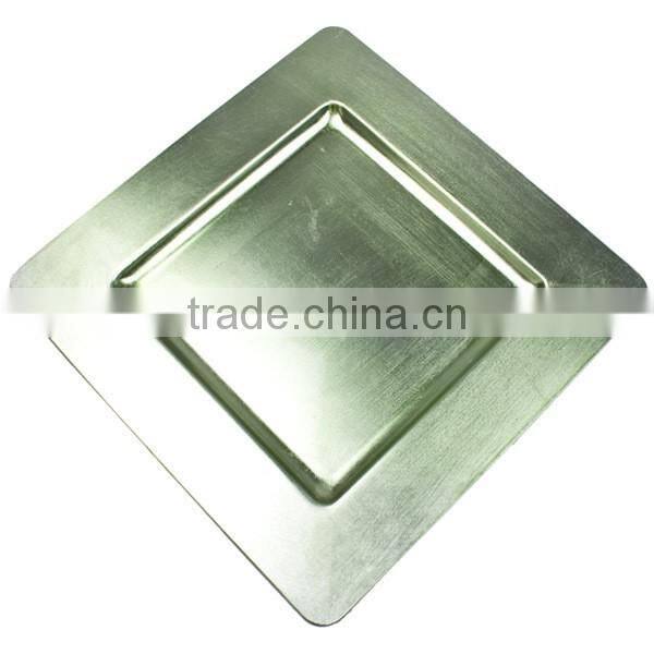 silver cheap plastic square charger plate decorative gilded dry fruit tray/square sliver charger plates
