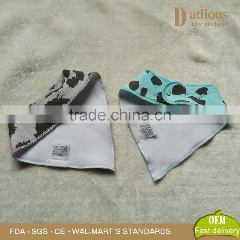 Custom Design Organic Cotton Baby Bandana Bibs with Low MOQ