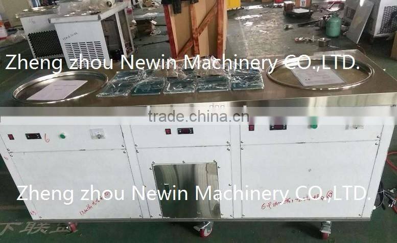 Flat pan Fried ice cream machine double pot